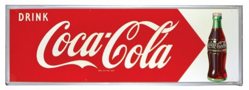 Coca-Cola sign, "Drink Coca-Cola", self-framed metal