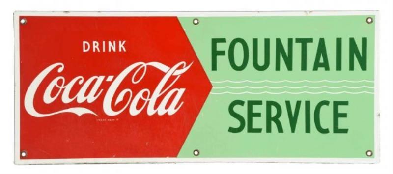 Drink Coca-Cola Fountain Service Porcelain Sign