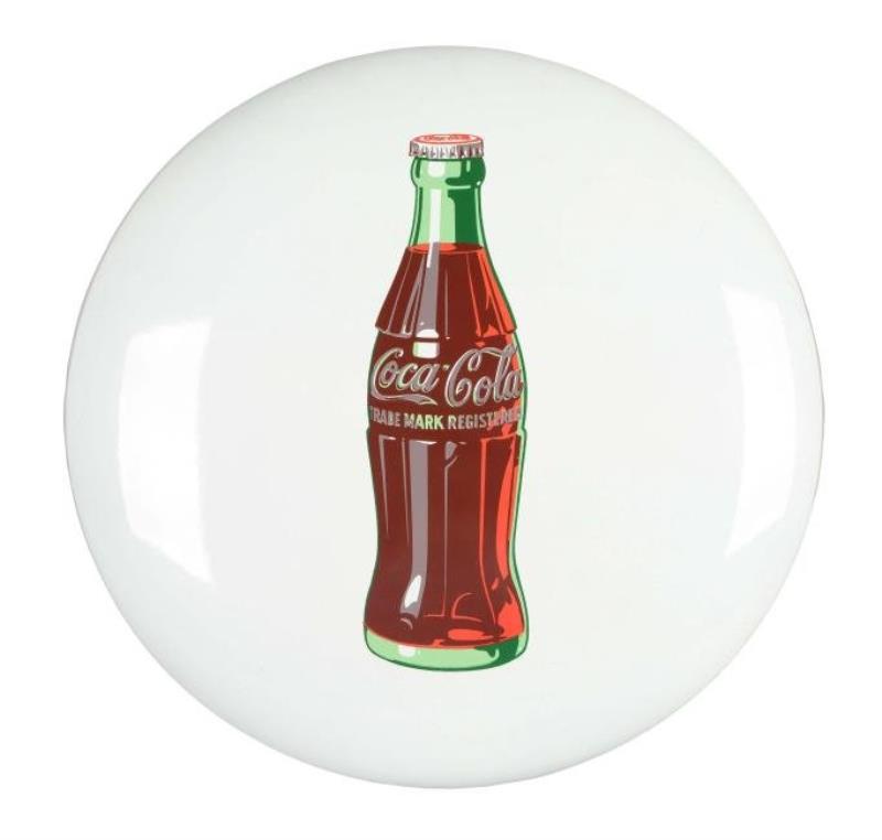 Coca-Cola White Porcelain Button Sign.