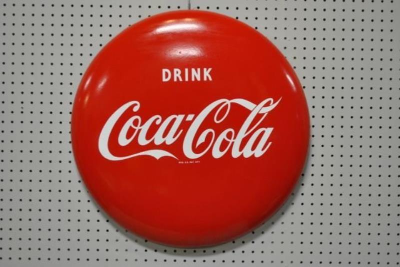 Round Coca Cola Button- Porcelain 24" round