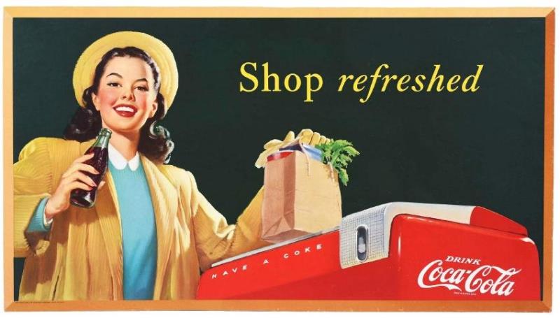 Large Cardboard Coca-Cola Advertising Sign.