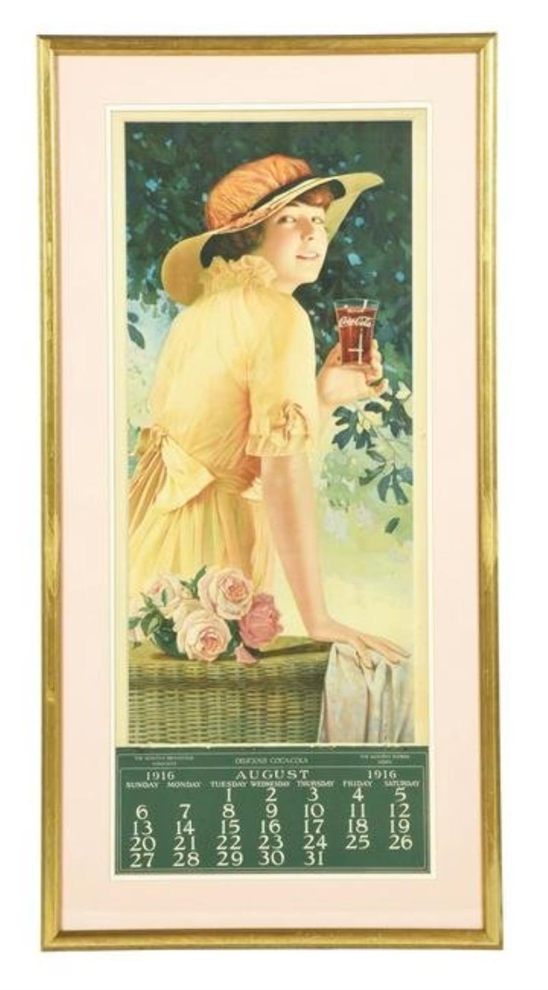 FRAMED COCA-COLA 1916 CALENDAR.