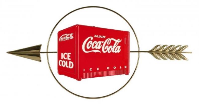 1930's Coca - Cola Metal Cooler and Arrow Sign.