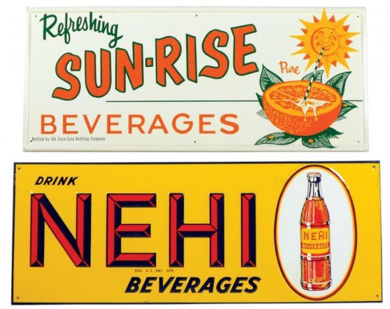Soda fountain signs (2), Nehi, 11.25"H x 29"W &
