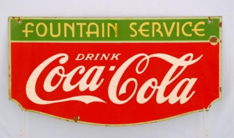 1933 Coca-Cola Fountain Service Double Sided Sign