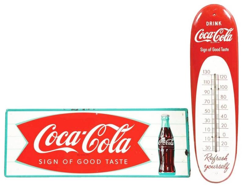 COCA-COLA SIGN AND THERMOMETER