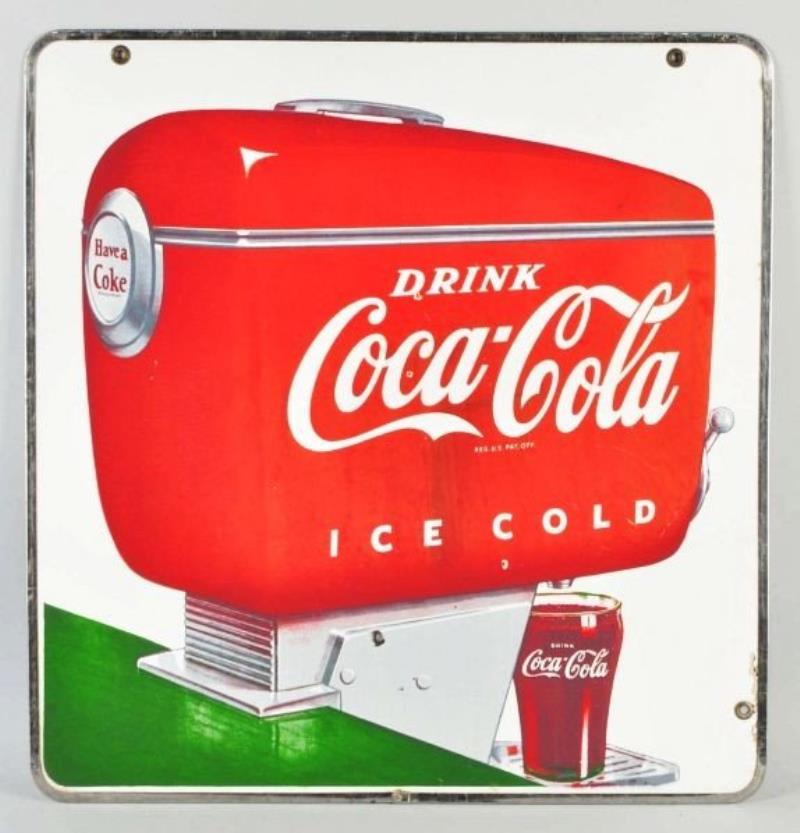 Porcelain Coca-Cola 2-Sided Dispenser Sign