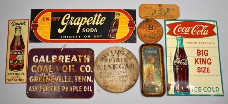 8 Vintage Advertising Signs inc. TN