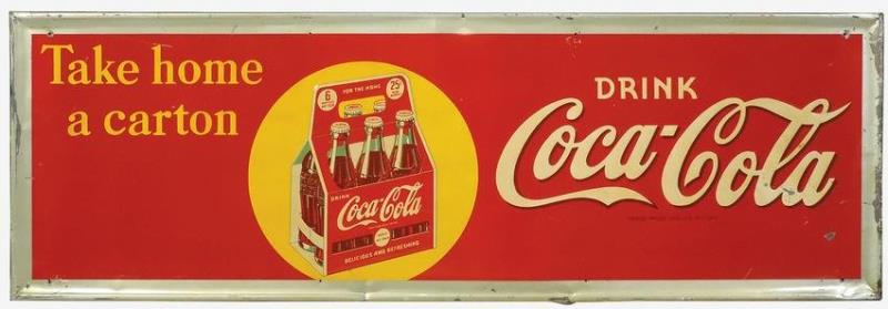Coca-Cola Sign, "Take Home a Carton", self-framed