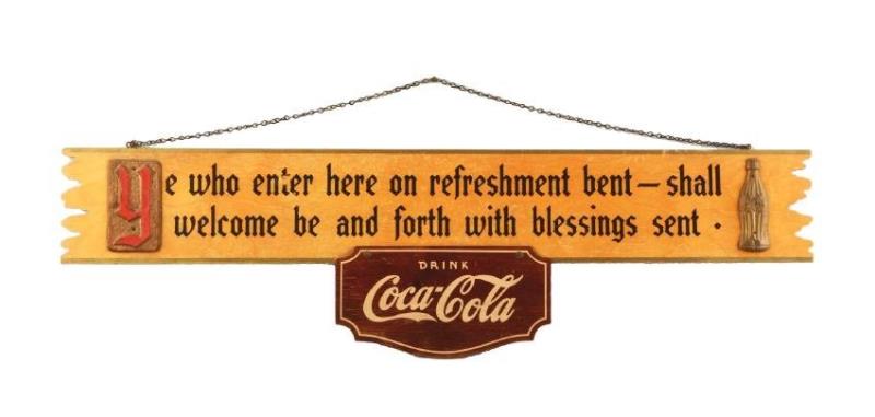1940's Wooden Coca-Cola Hanging Sign