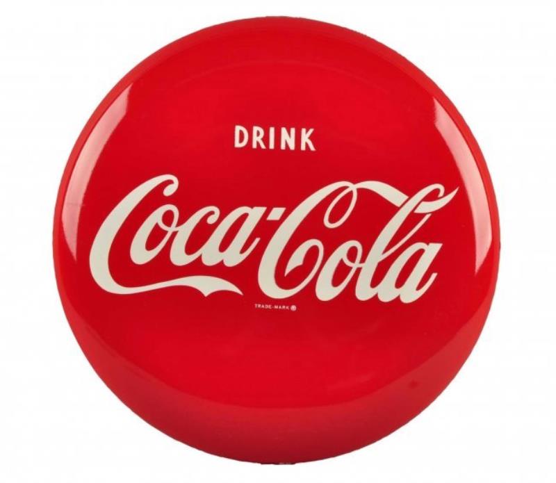 1950's Coca - Cola Tin Button Sign