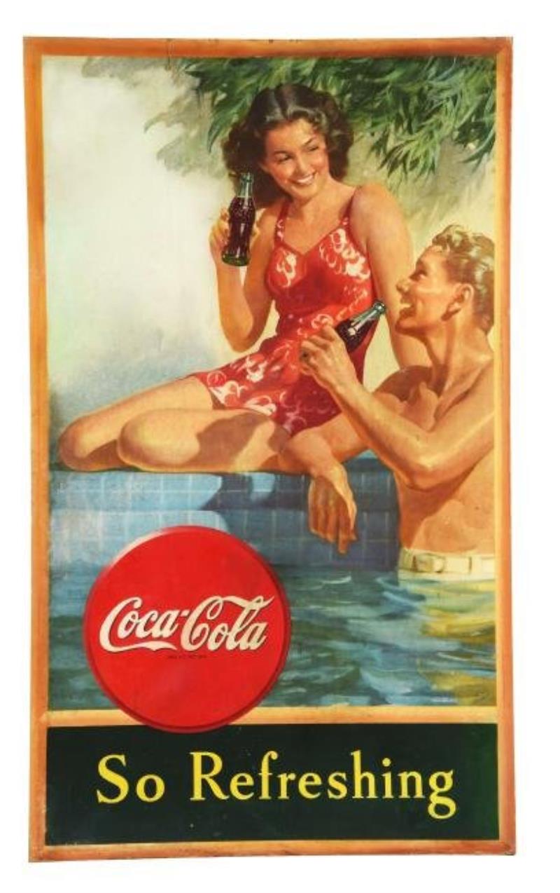 1946 Cardboard Coca-Cola So Refreshing Sign