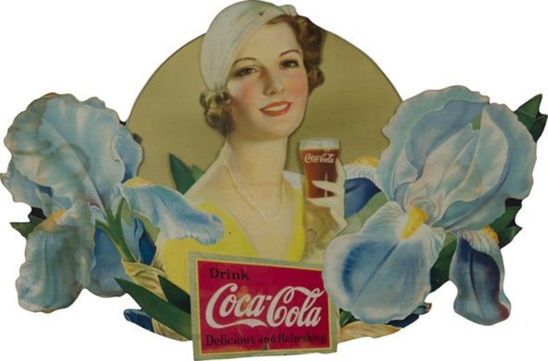 Drink Coca Cola Die-Cut Cardboard Sign c1933