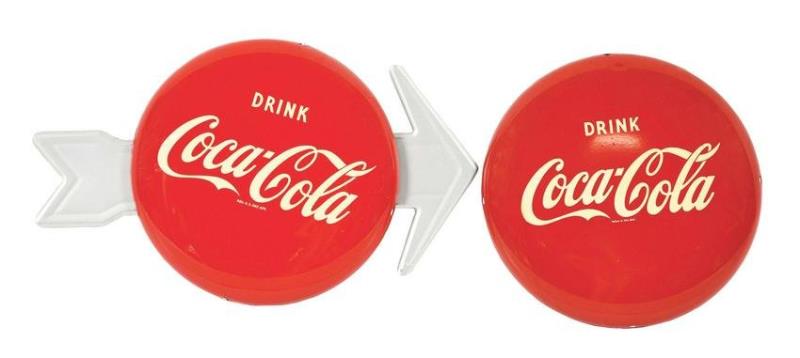 PAINTED METAL COCA-COLA BUTTON SIGNS