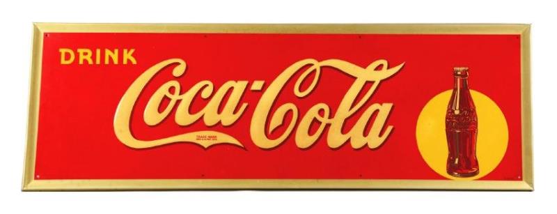 1940 Embossed Tin Coca-Cola Bottle Sign