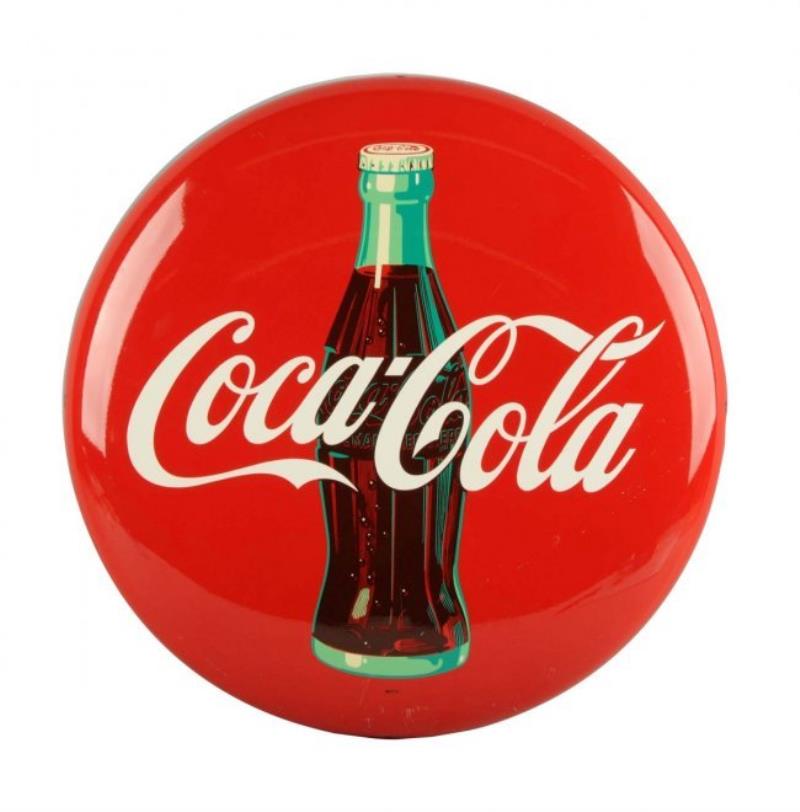Rare Prototype Coca-Cola 16” Button w/ Bottle.