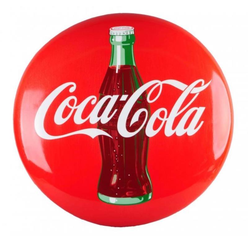 1950's Coca - Cola Porcelain Button Sign.