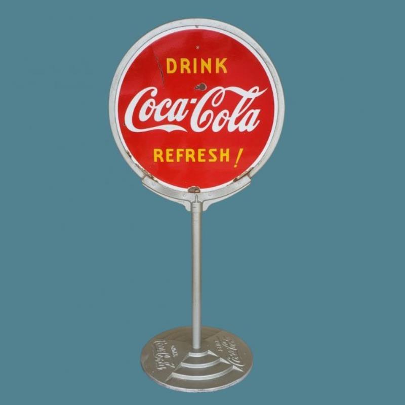 1930's Drink Coca Cola Porcelain Lollipop Sign