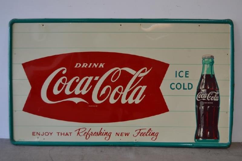 COCA COLA FISHTAIL TIN SIGN