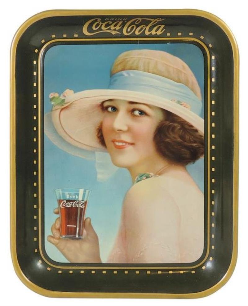 Coca-Cola Serving Tray, 1922, Pretty Girl /Hat & Glass