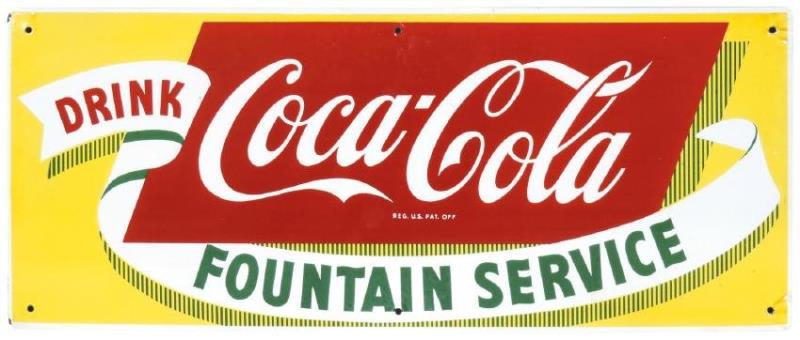 Coca-Cola Fountain Service sign, porcelain, NOS
