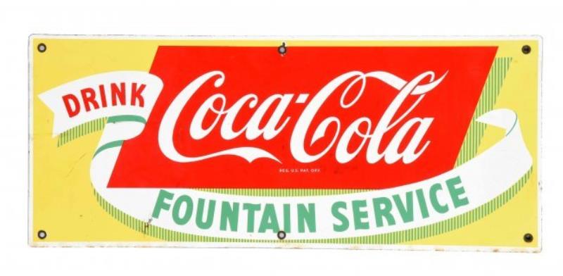 1950's Coca-Cola Porcelain "Fountain Service" Sign.