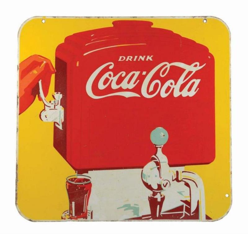 1940S DOUBLE-SIDED COCA-COLA SODA FOUNTAIN ADVERTISING