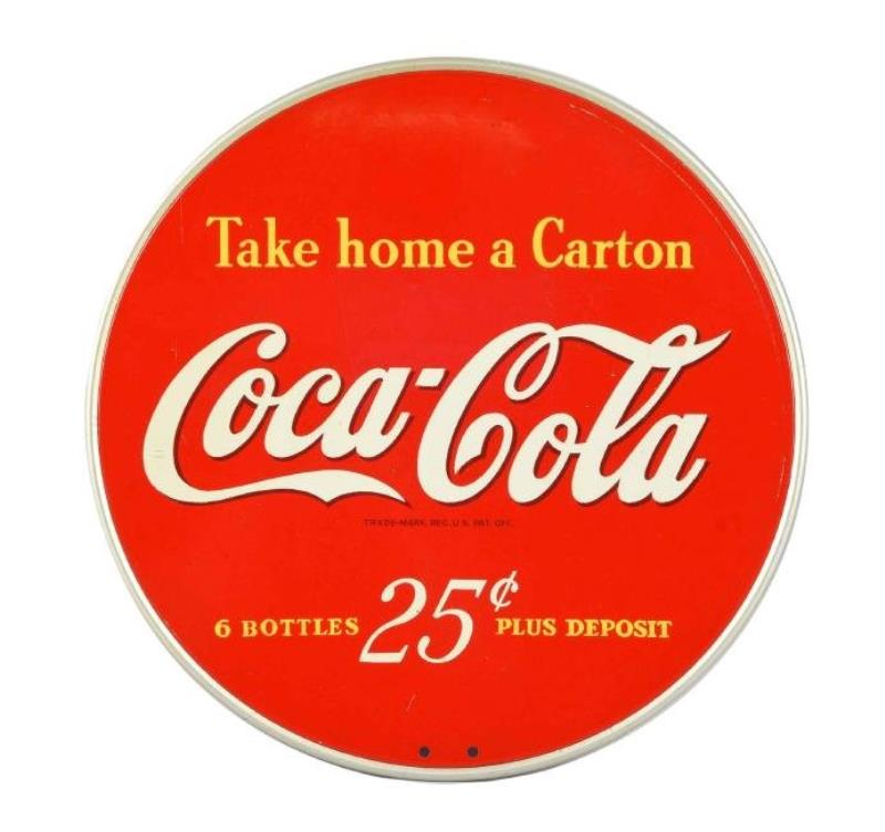 Coca - Cola 6 Bottles 25¢ Tin Rack Sign