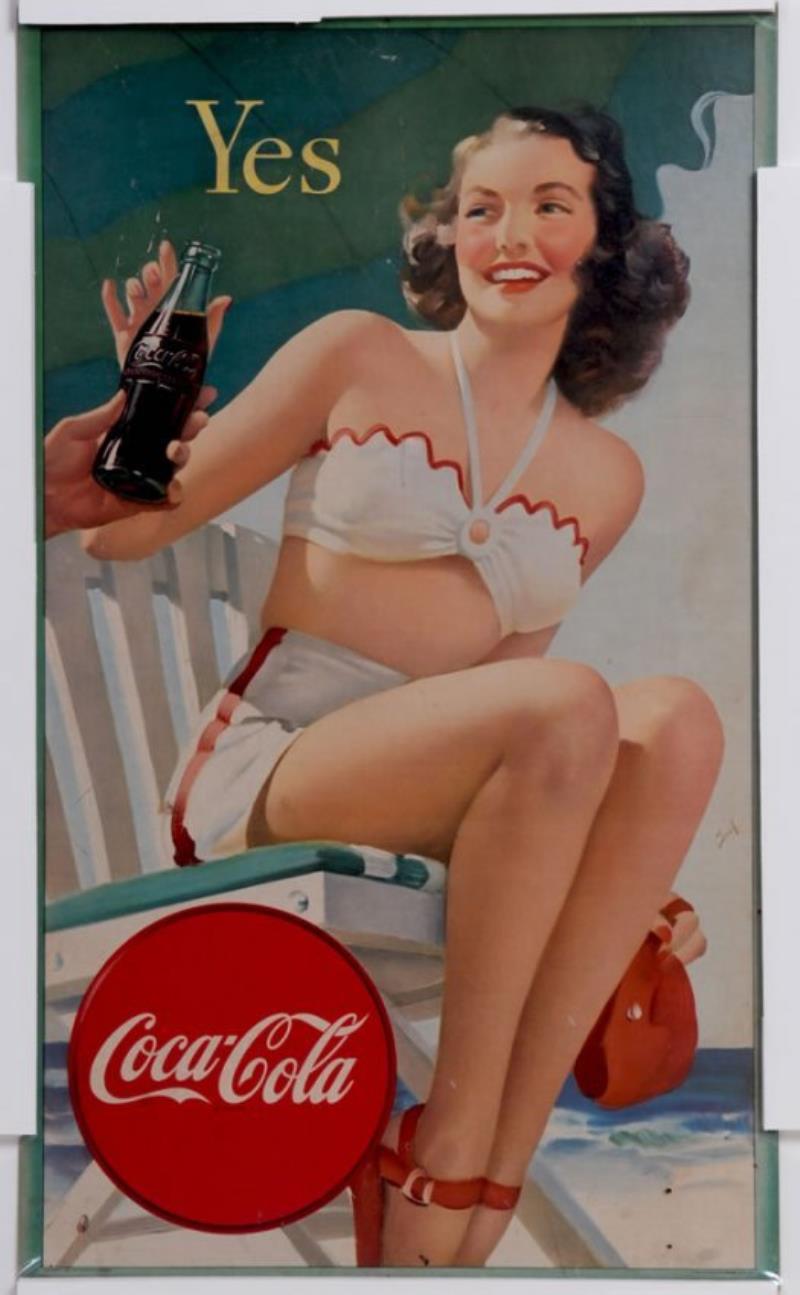 1947 SMALL VERTICAL COCA-COLA CARDBOARD POSTER