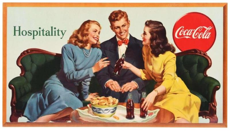 Large Hospitality Coca-Cola Cardboard Sign.