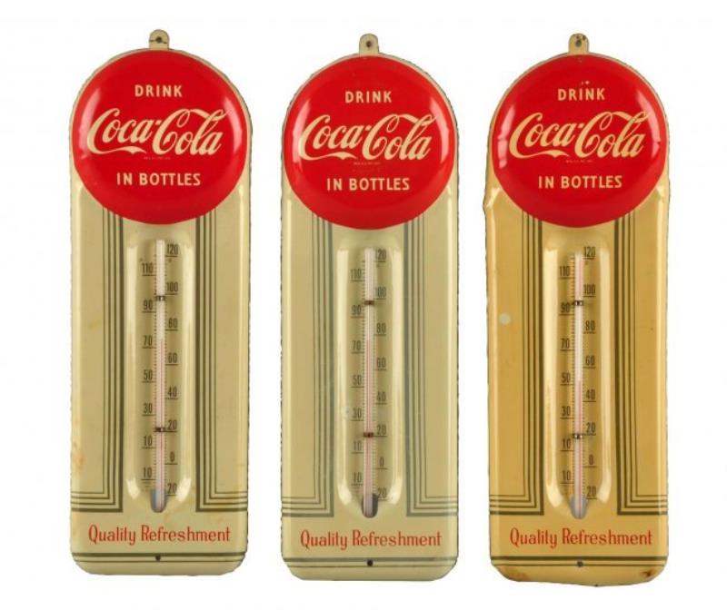 1950's Coca - Cola Tin Thermometers