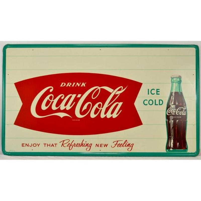 Large Coca-Cola Fishtail Bottle Sign