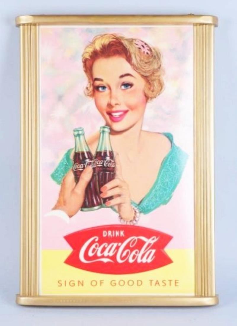 1958 Small Coca-Cola Poster in Old Frame