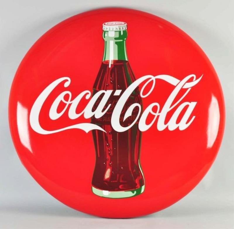 Porcelain Coca-Cola Button Sign.