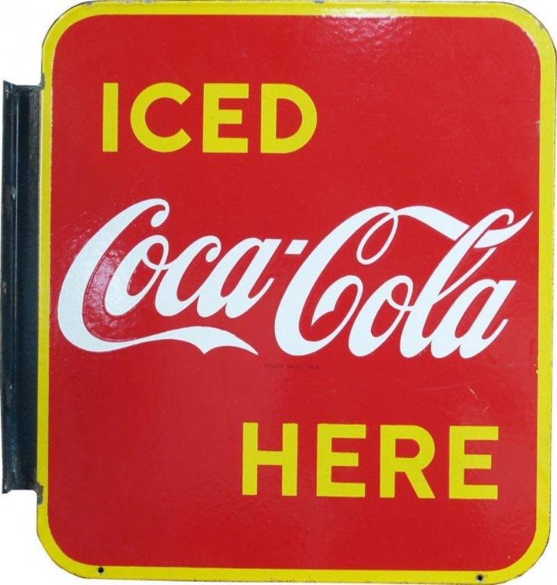 "Iced Coca Cola Here" Double Sided Flange Porcelai