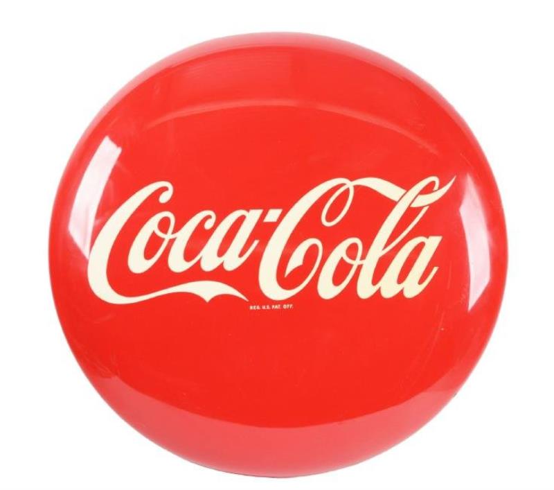 Large Tin Coca-Cola Button Advertising Sign.