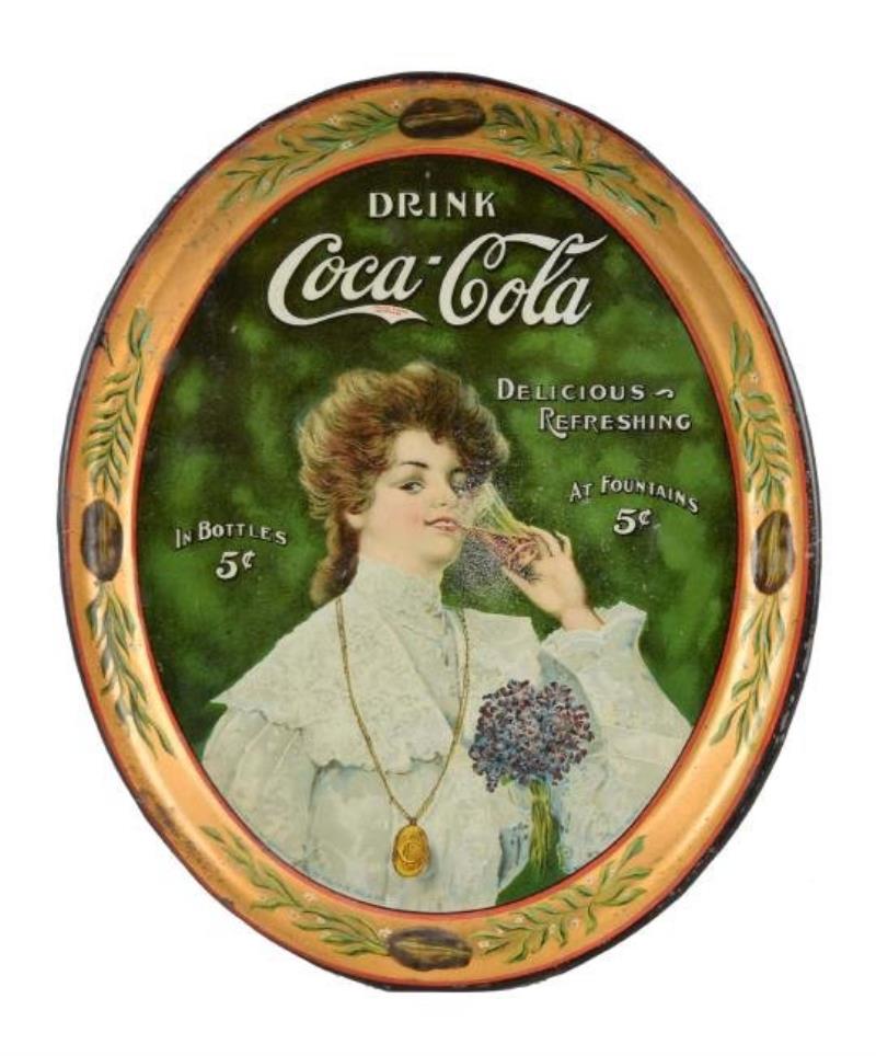 1906 Coca - Cola Juanita Tin Serving Tray.