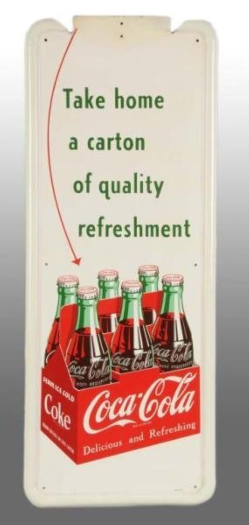 Coca-Cola Pilaster Bottle Sign with Button.